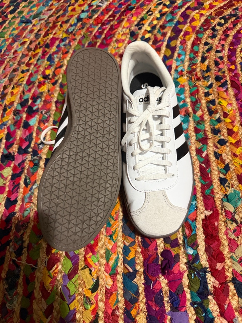 adidas White Sneakers with Black Three-Stripes - Picture 3 of 4